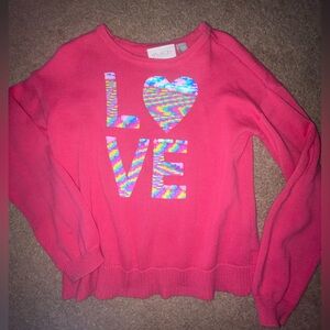 Size 5/6 pink sequenced LOVE sweater